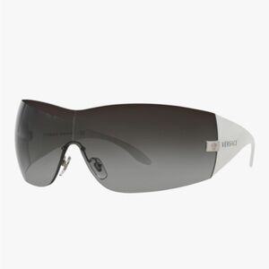 NWT & BOX +PAPERS- VERSACE 2000s Y2K SHIELD White & Silver Sunglasses